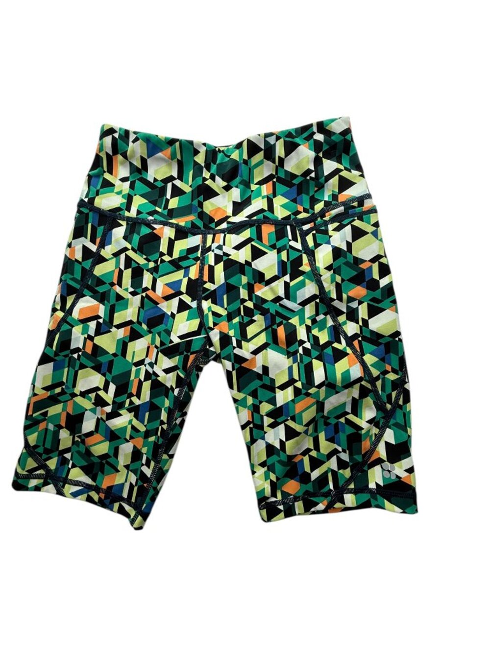 SWEATY BETTY Bike Shorts Geometric. Green.  Size Women's XS.  (0-2).  Spandex